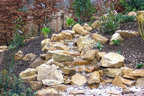 descending water feature, part of a landscaping project